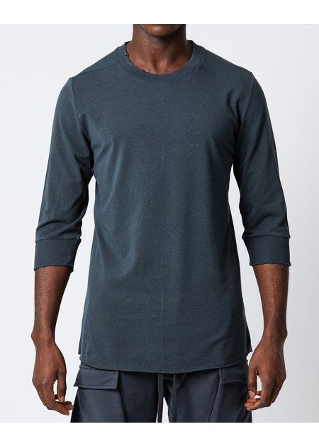 THOM KROM COTTON & BAMBOO 3/4 RIBBED CUFF TEE - FOREST