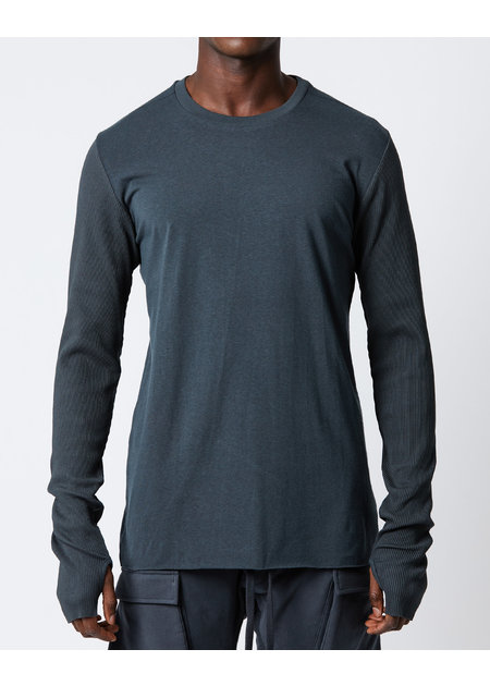 THOM KROM COTTON & BAMBOO RIB ARM FITTED LONGSLEEVE - FOREST