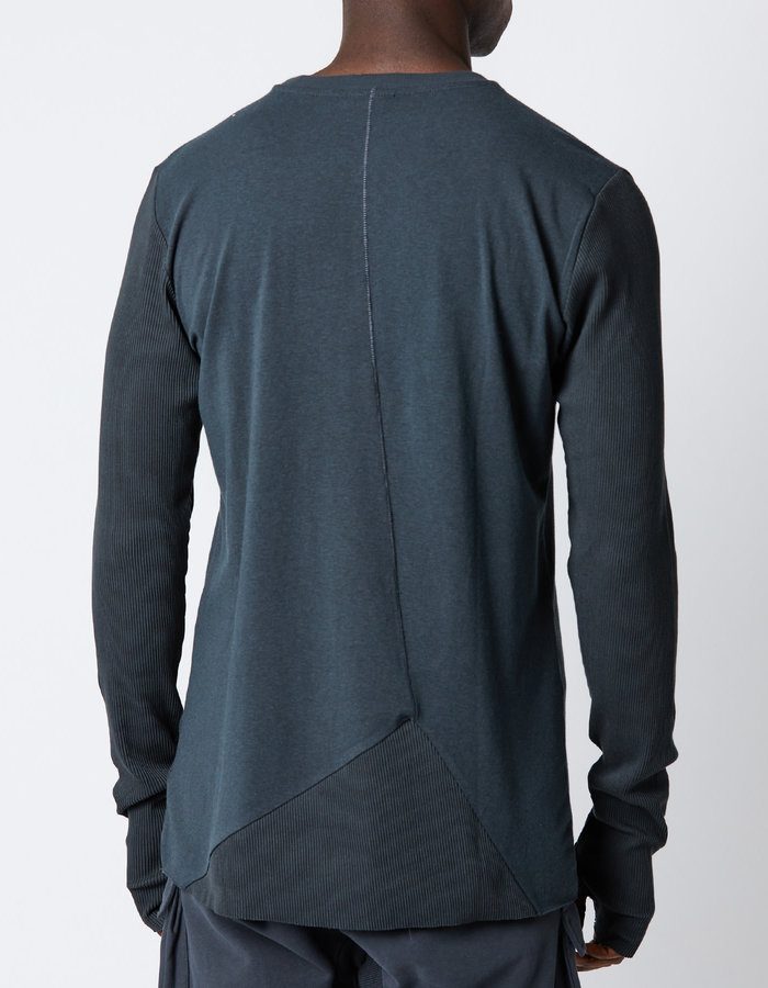 THOM KROM COTTON & BAMBOO RIB ARM FITTED LONGSLEEVE - FOREST