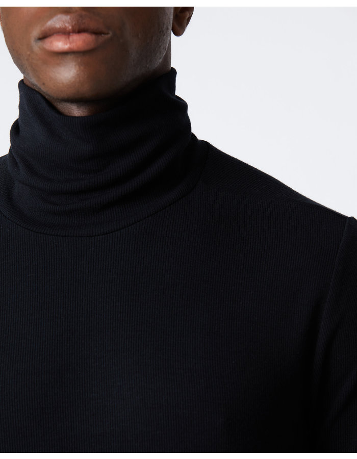 RIBBED MODAL FITTED TURTLENECK - BLACK - Shop Untitled NYC