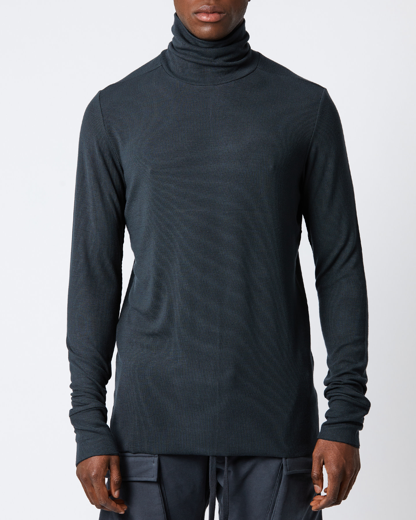 RIBBED MODAL FITTED TURTLENECK - FOREST