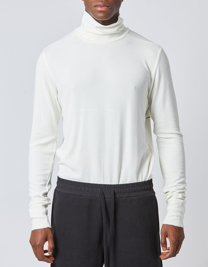 THOM KROM RIBBED MODAL FITTED TURTLENECK - OFF WHITE