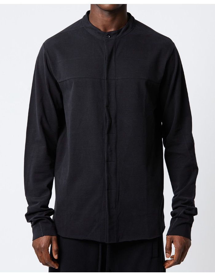 THOM KROM JERSEY MANDARIN SHIRT - BLACK