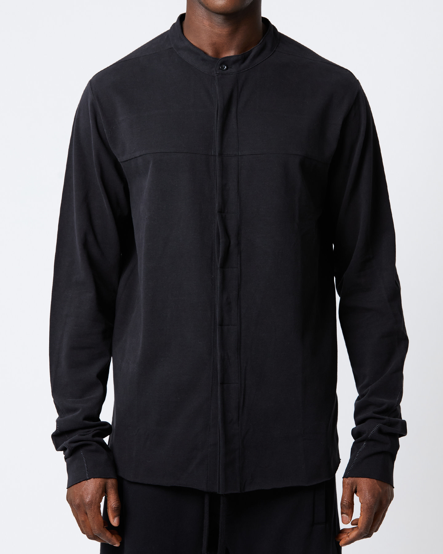 JERSEY MANDARIN SHIRT - BLACK