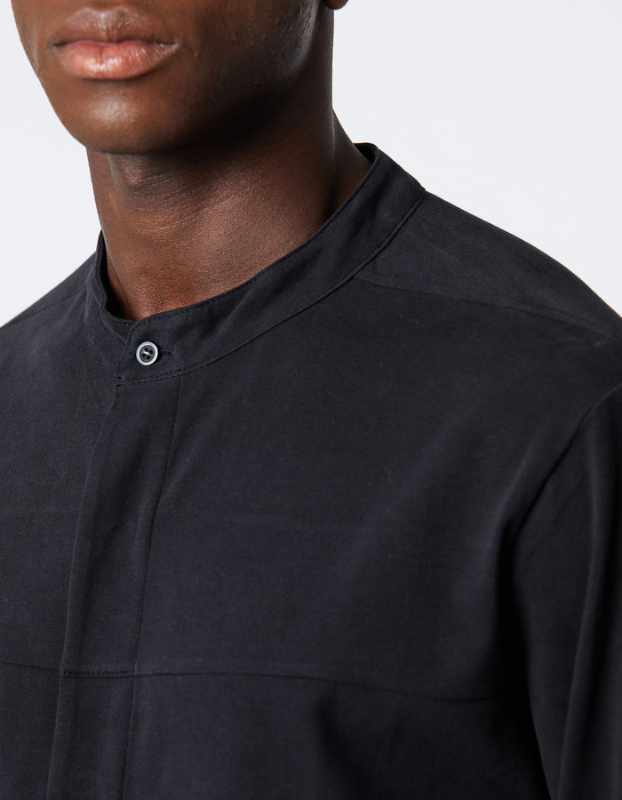 THOM KROM JERSEY MANDARIN SHIRT - BLACK