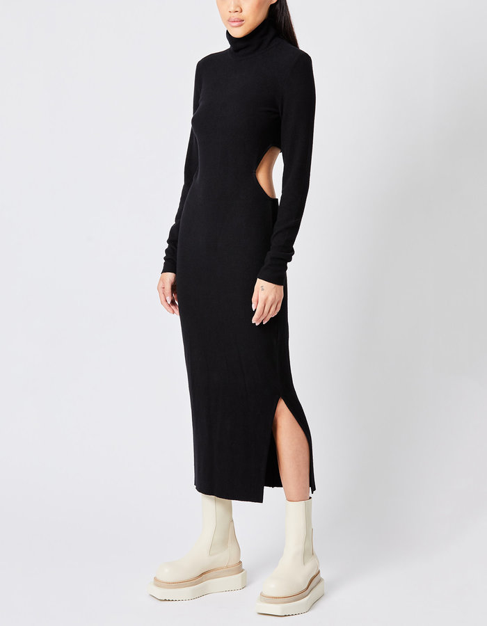 THOM KROM COZY VISCOSE CUT OUT TURTLENECK DRESS