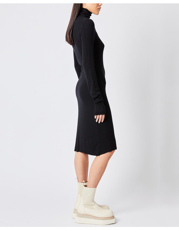 THOM KROM RIBBED MODAL HIGH NECK CUTOUT MIDI DRESS