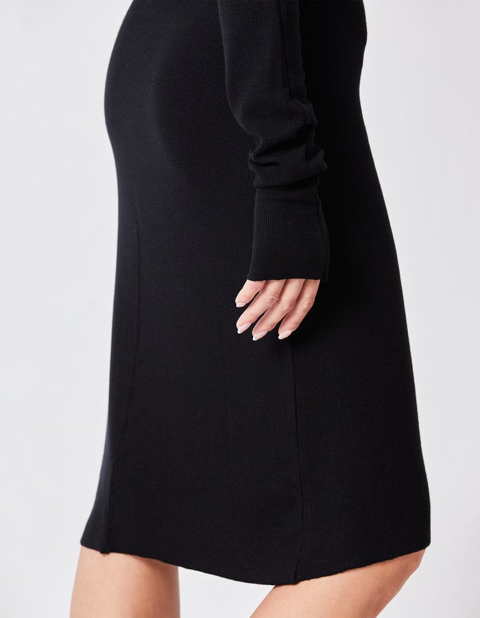 THOM KROM RIBBED MODAL HIGH NECK CUTOUT MIDI DRESS