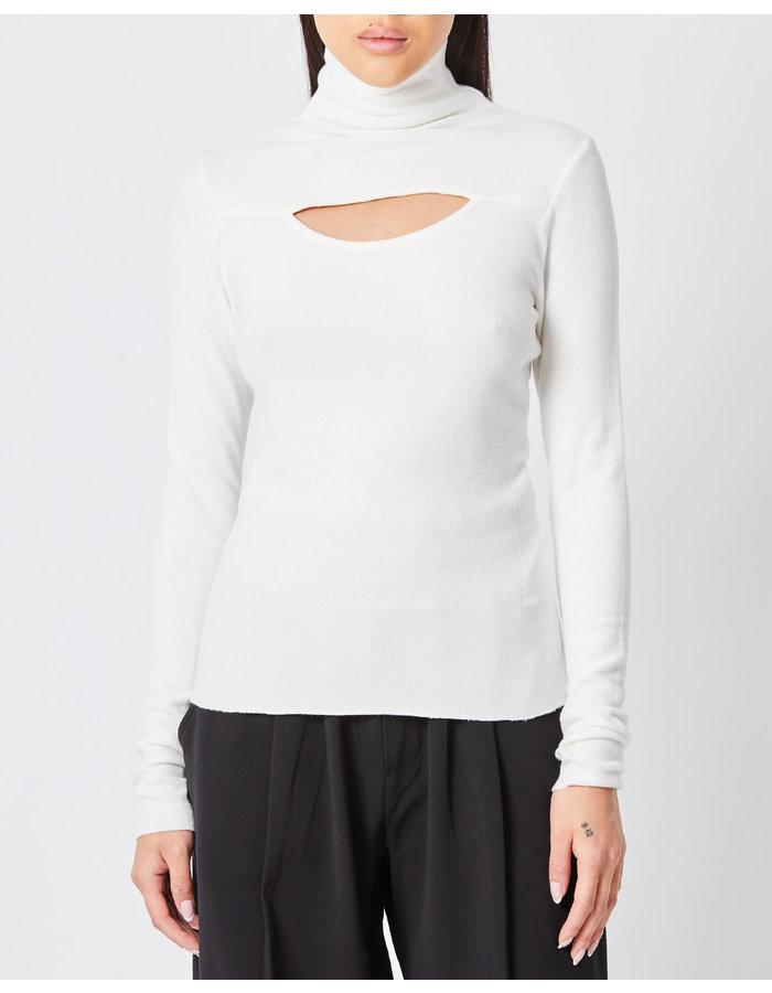 THOM KROM COZY VISCOSE HIGH NECK CUT-OUT TOP - OFF WHITE