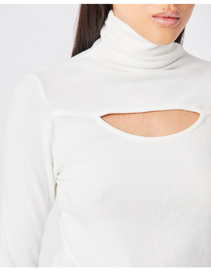 THOM KROM COZY VISCOSE HIGH NECK CUT-OUT TOP - OFF WHITE