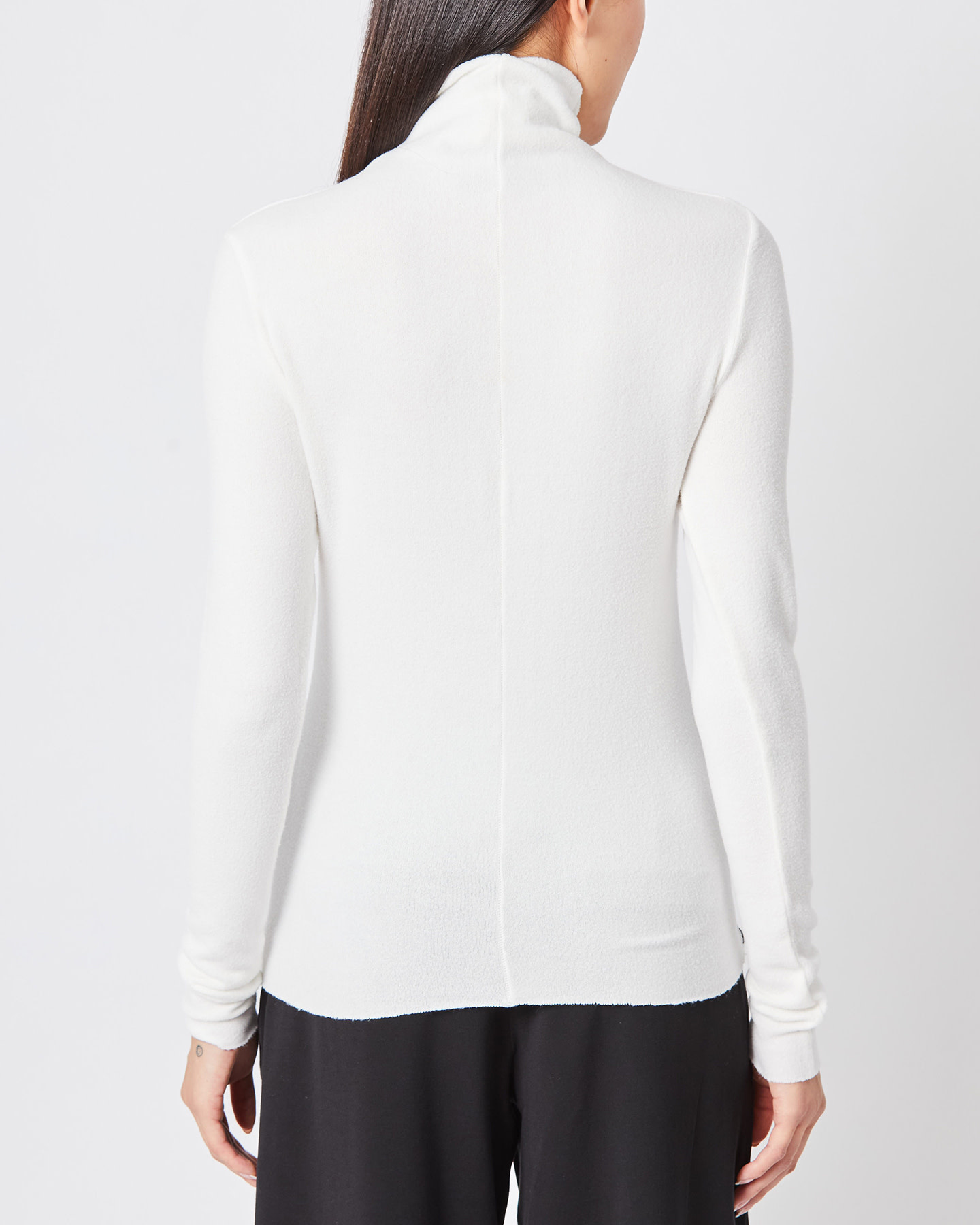 RIBBED MODAL CUT-OUT SHOULDER LONGSLEEVE - OFF WHITE
