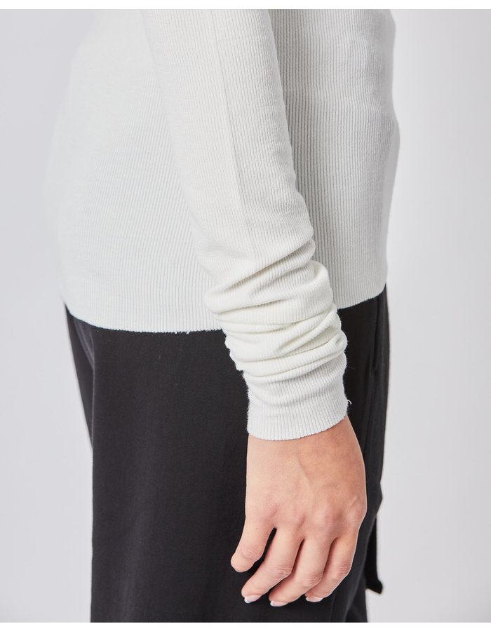 RIBBED MODAL CUT-OUT SHOULDER LONGSLEEVE - OFF WHITE - Shop
