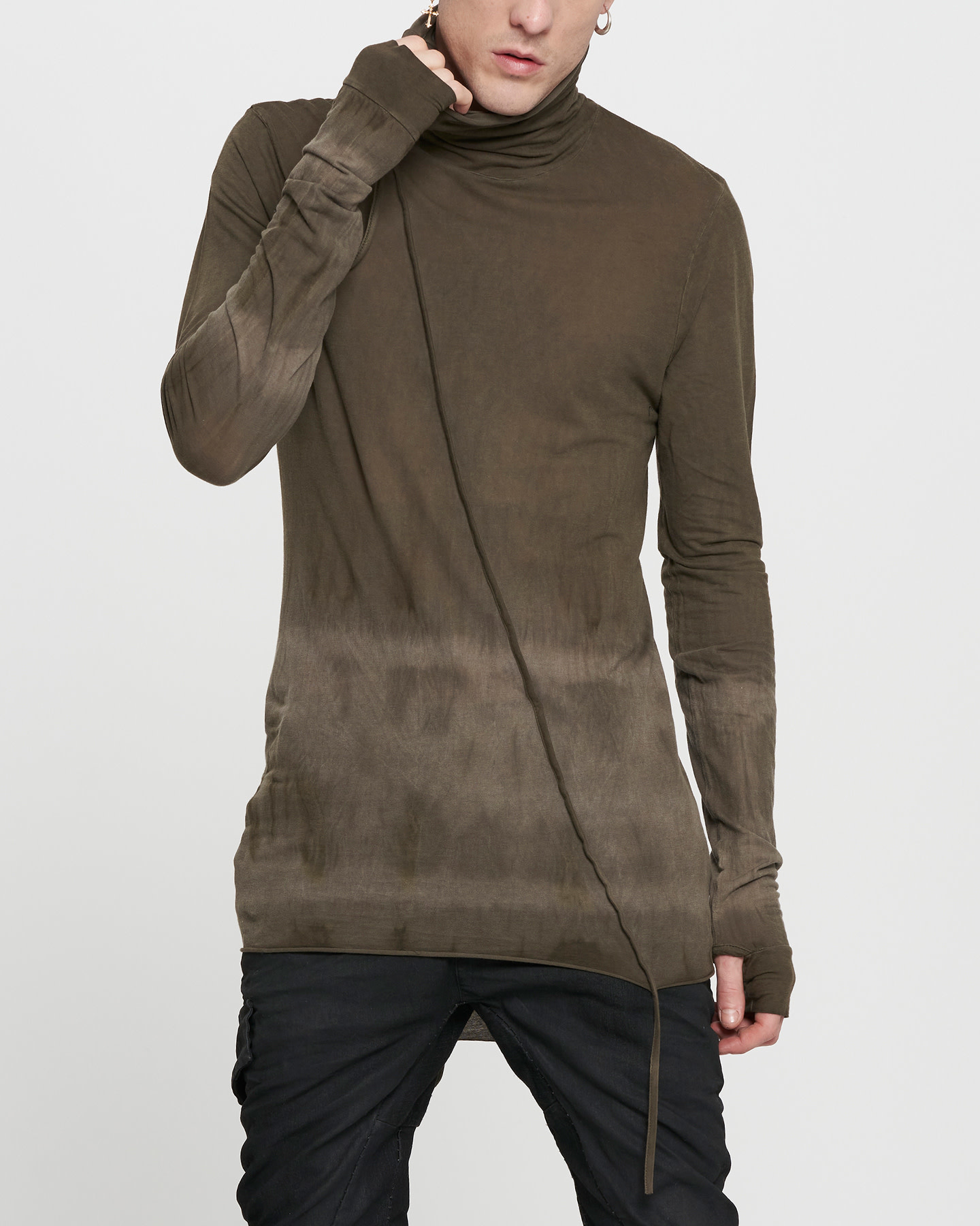 HIGH NECK T-SHIRT - KNOTTED DUST