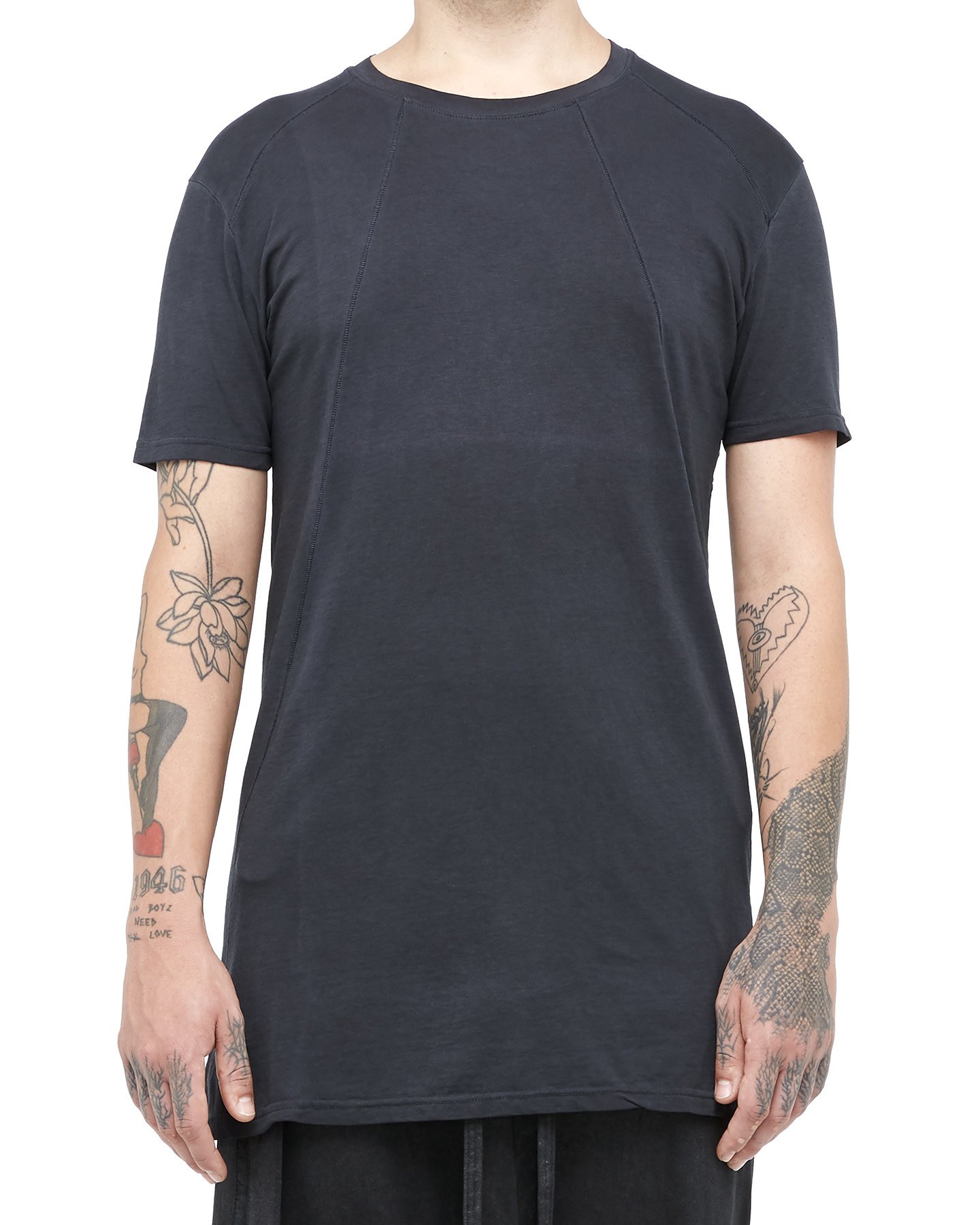 FITTED COLD DYE SEAM DETAIL COTTON T-SHIRT