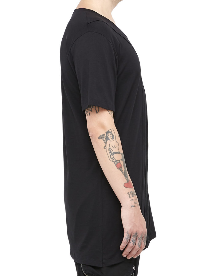 LA HAINE INSIDE US ASYMMETRIC COTTON CROSS BANDED T-SHIRT