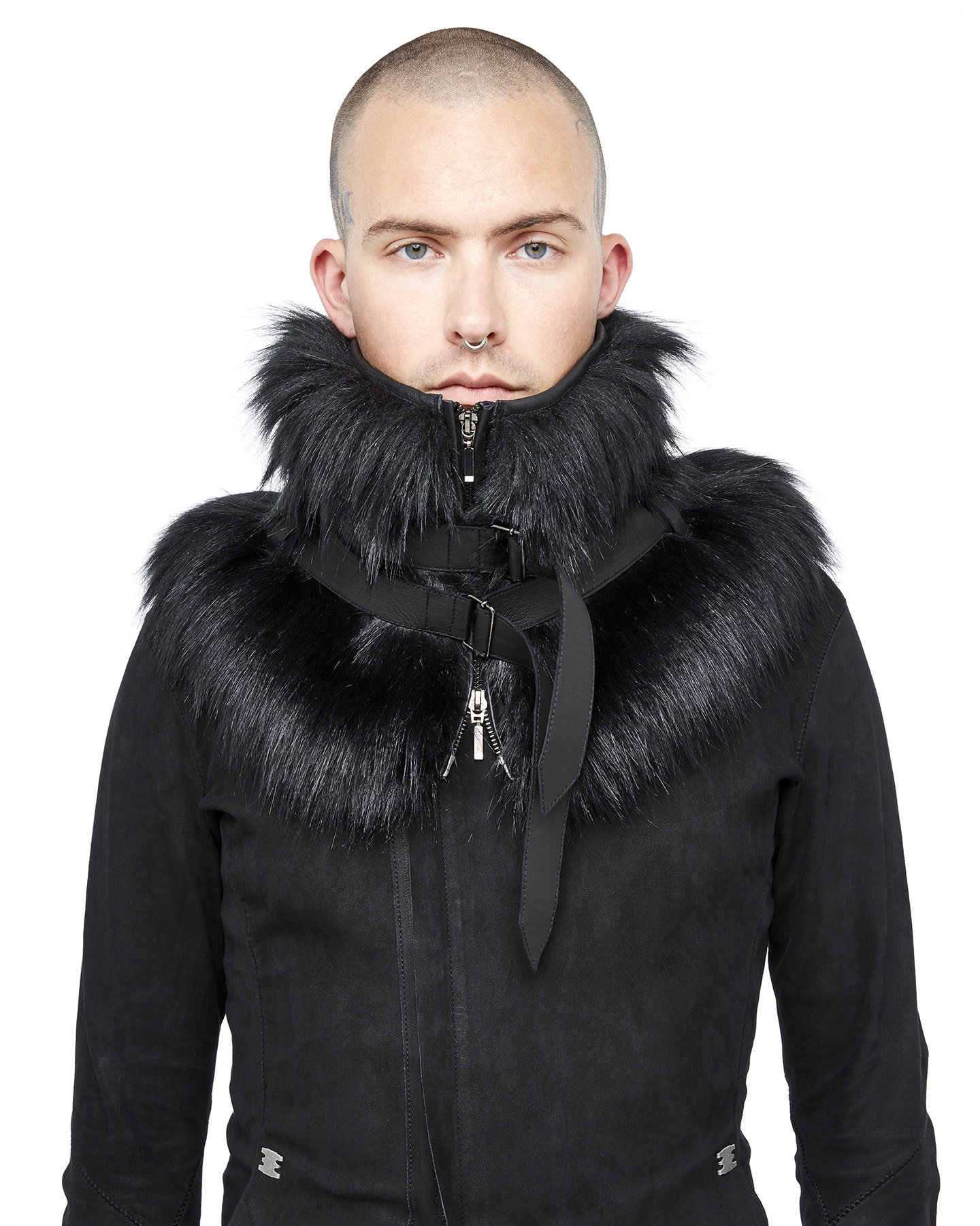LONG FAUX FUR BELTED COLLAR 22