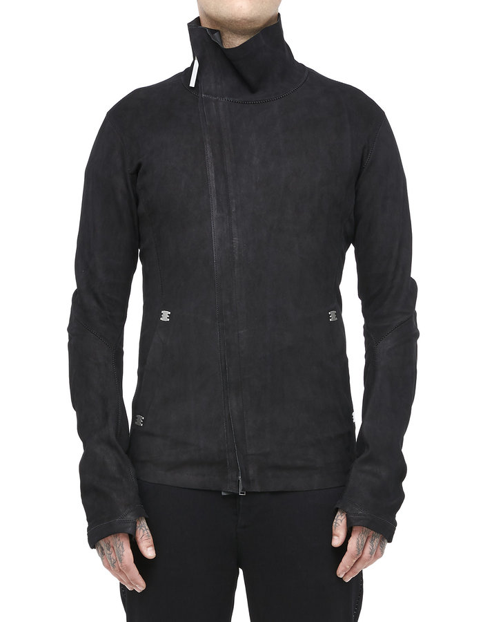 ISAAC SELLAM EXPERIENCE IMPARABLE STRETCH LEATHER JACKET - BLACK