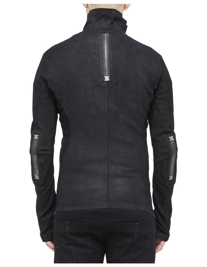 ISAAC SELLAM EXPERIENCE IMPARABLE STRETCH LEATHER JACKET - BLACK