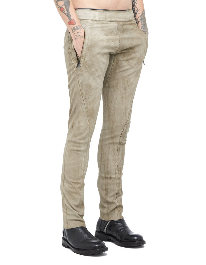 ISAAC SELLAM EXPERIENCE SOUSMARIN STRETCH LEATHER PANTS - NATURAL