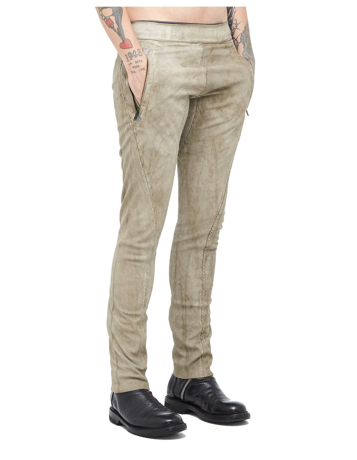 ISAAC SELLAM EXPERIENCE SOUSMARIN STRETCH LEATHER PANTS - NATURAL