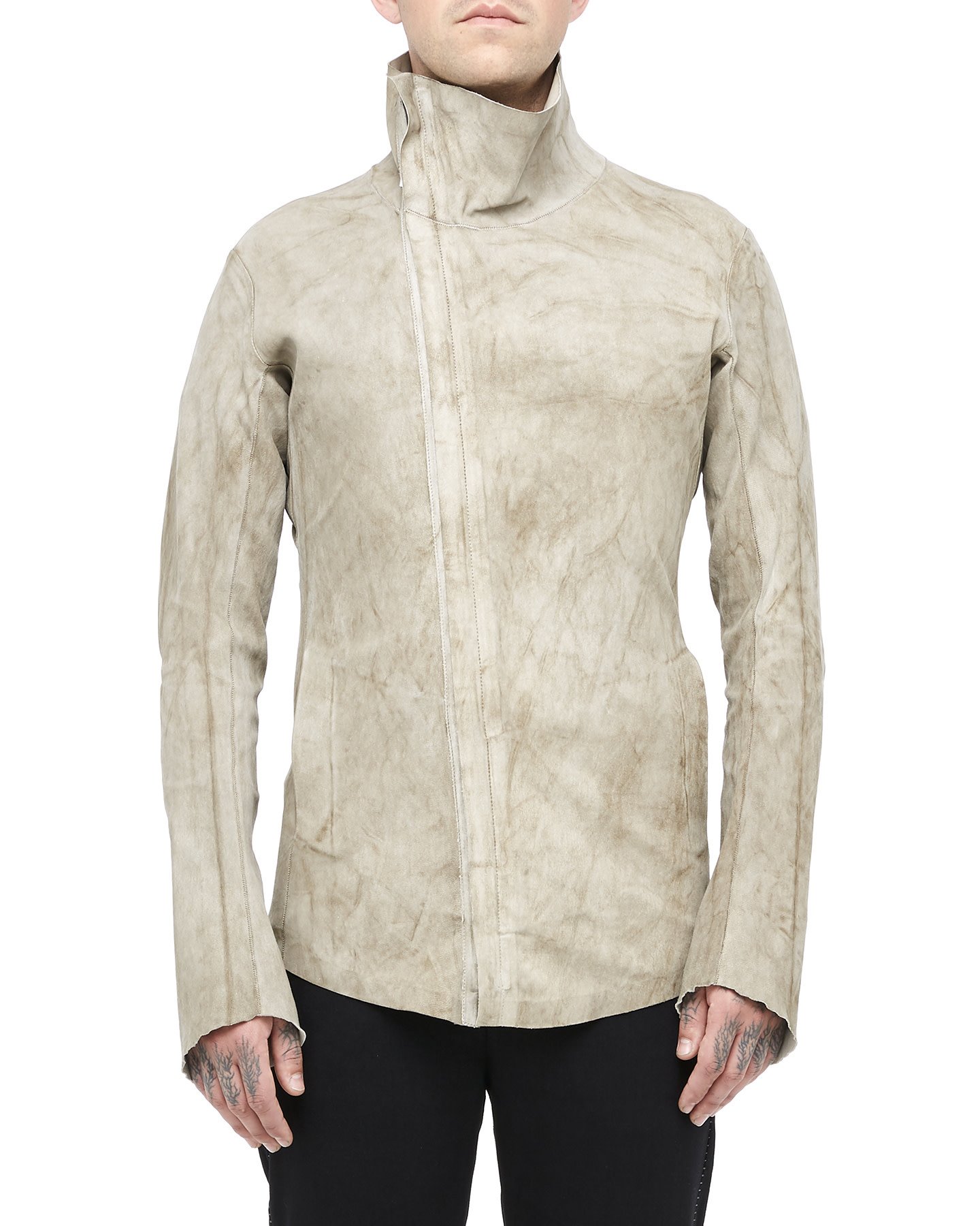 DORSAL STRETCH LEATHER JACKET - NATURAL