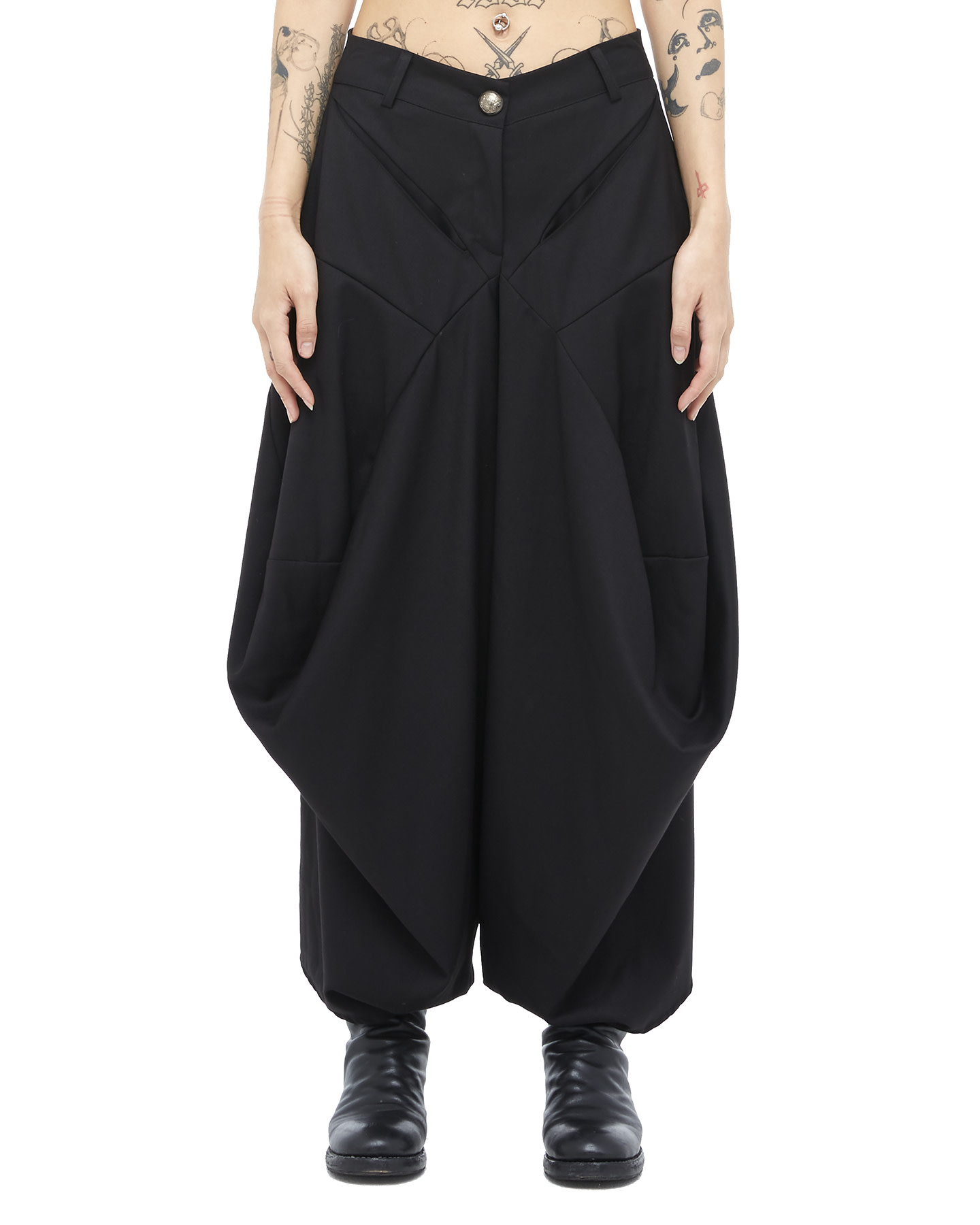 STRUCTURED DROP CROTCH WOOL HAREM TROUSERS