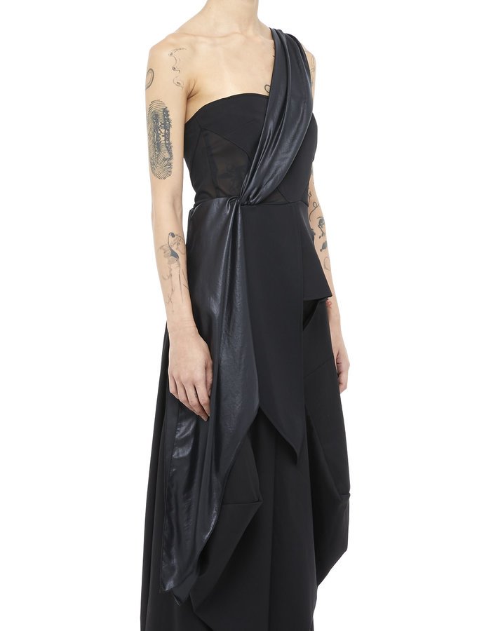 LA HAINE INSIDE US ASYMMETRIC STRETCH WRAP SHOULDER BUSTIER