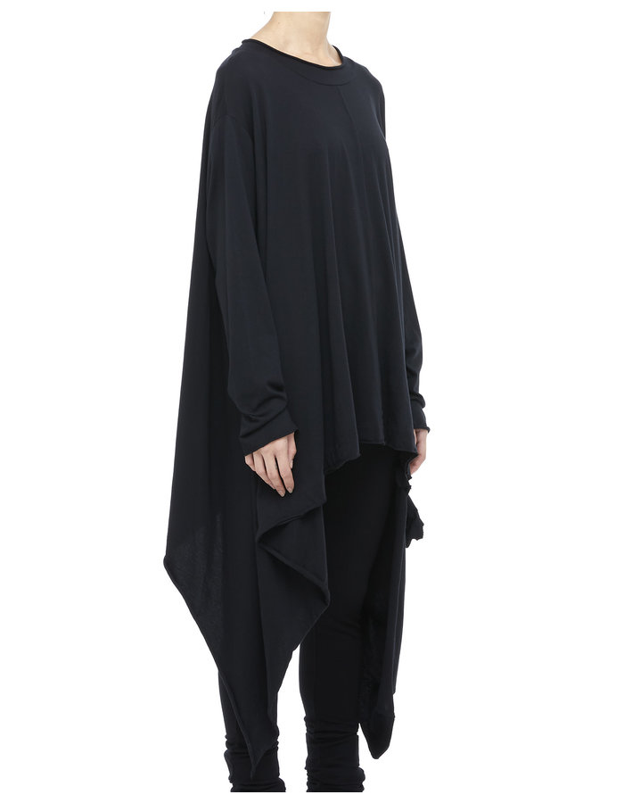 STUDIO B3 OVERSIZED JERSEY ASYMMETRIC TUNIC WITH BUTTON DETAIL
