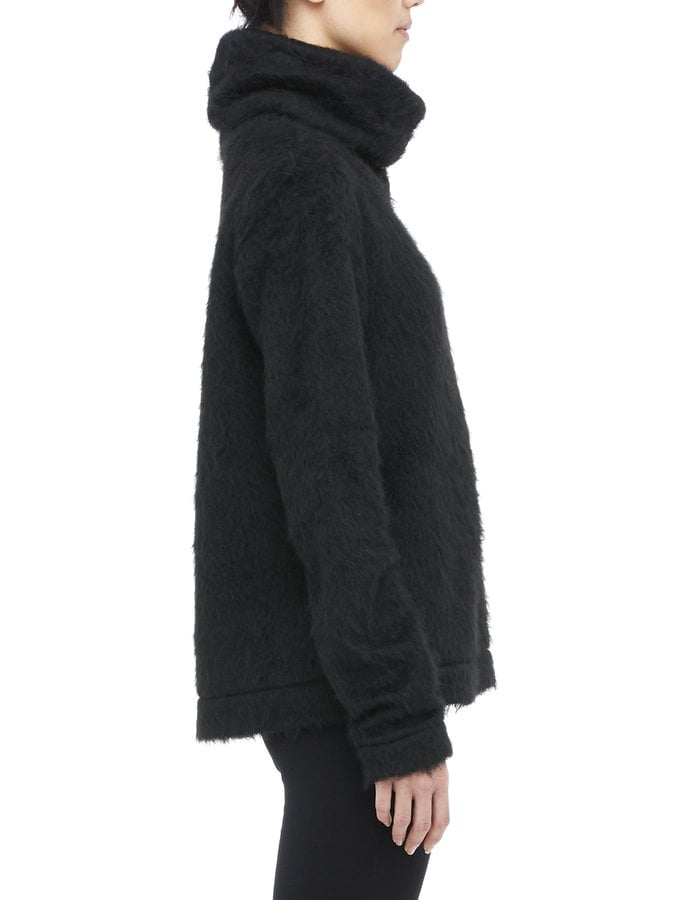 STUDIO B3 FAUX FUR HIGH NECK SWEATER - BLACK