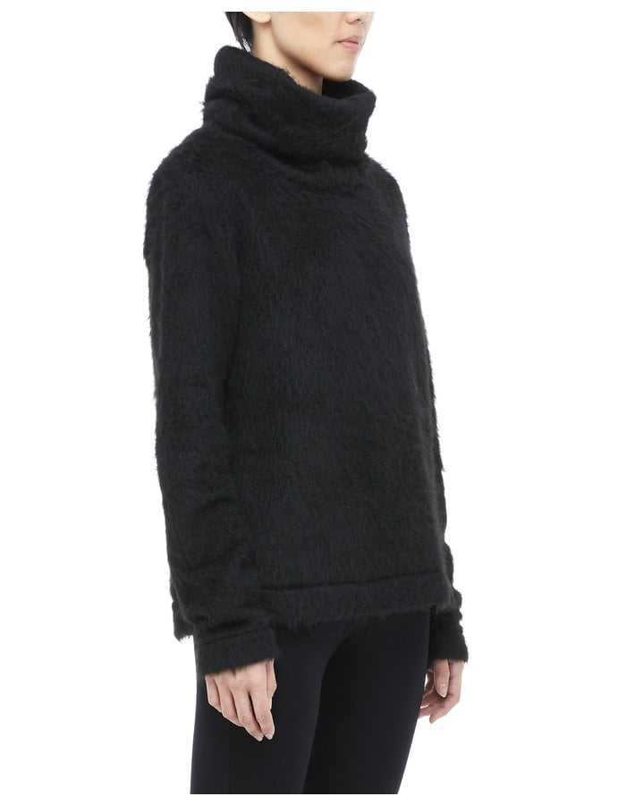 STUDIO B3 FAUX FUR HIGH NECK SWEATER - BLACK