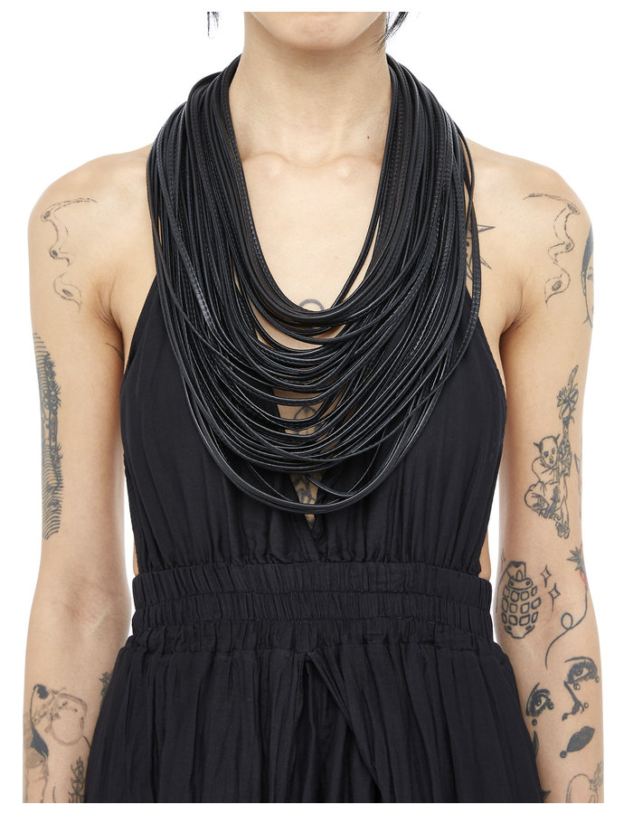 MONIES LAYERED LEATHER STRAND NECKLACE - LONG