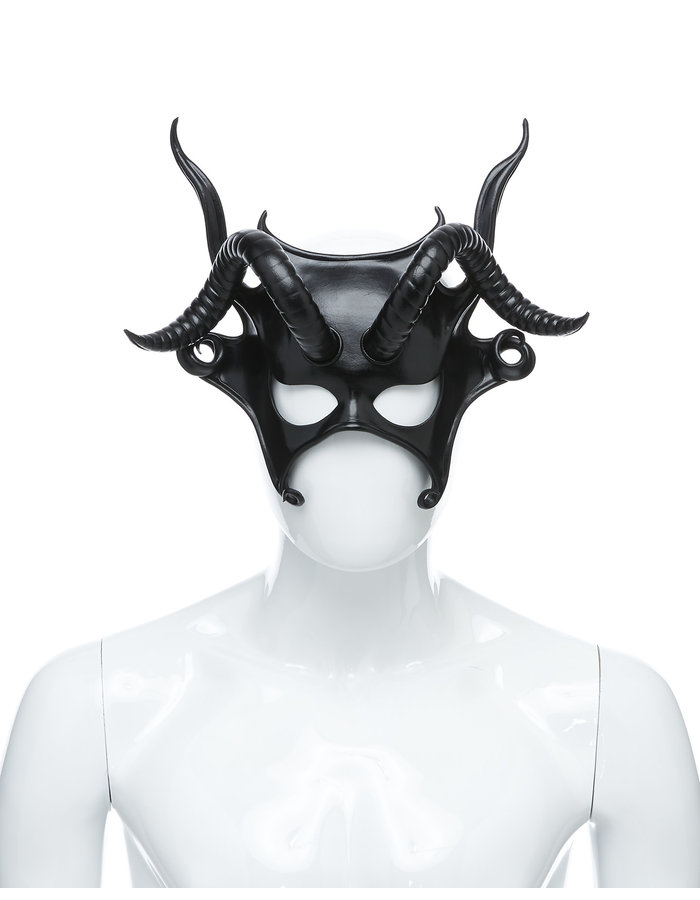 CECILIO LEATHER DESIGNS RAM HORNS FACE MASK