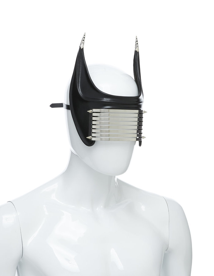 CECILIO LEATHER DESIGNS GRID FACE MASK WITH 8 SLITS