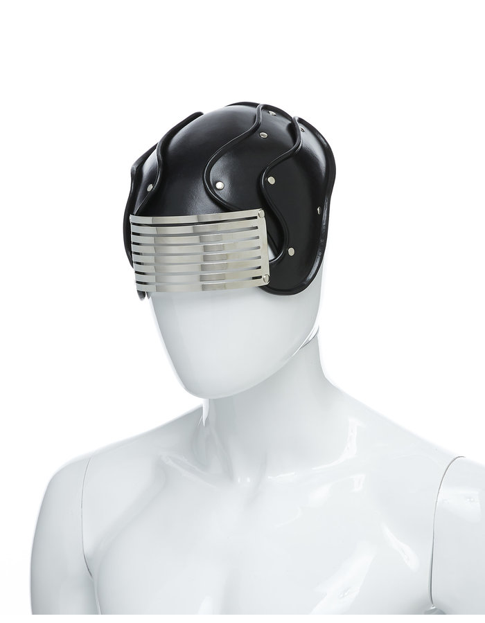 CECILIO LEATHER DESIGNS HELMET WITH METAL VISOR