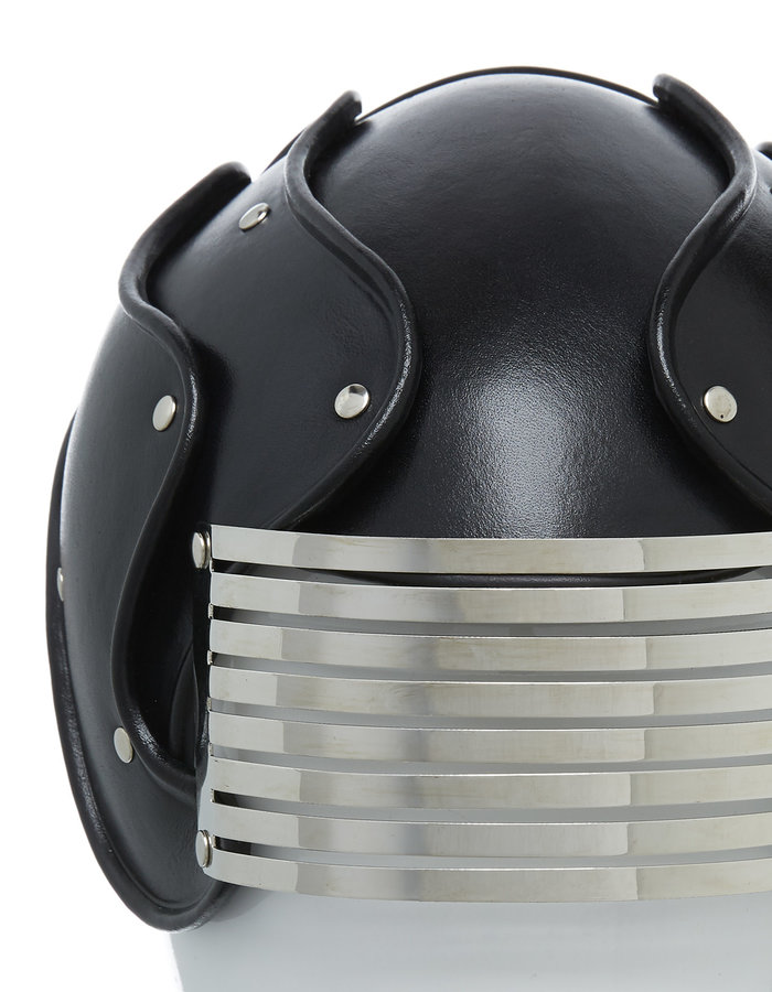 CECILIO LEATHER DESIGNS HELMET WITH METAL VISOR