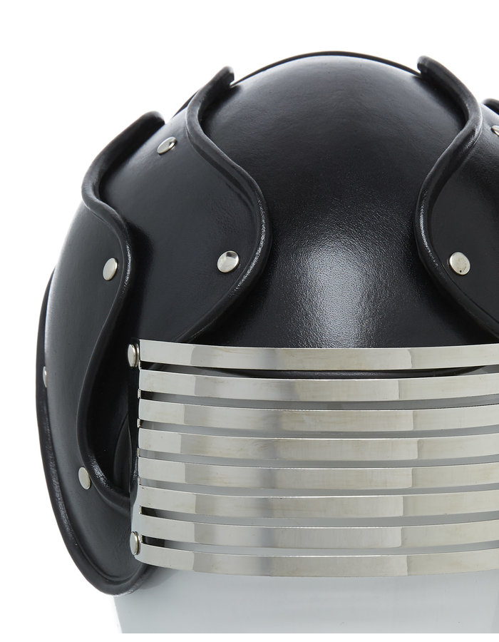 CECILIO LEATHER DESIGNS HELMET WITH METAL VISOR