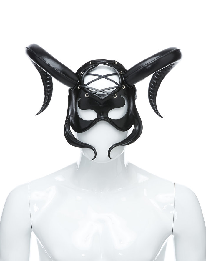 CECILIO LEATHER DESIGNS HALF FACE HORN MASK