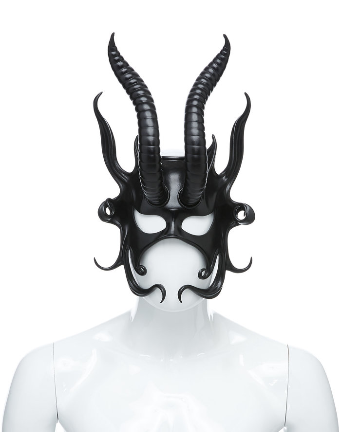 CECILIO LEATHER DESIGNS BIG HORNED MASK W/ FLAME