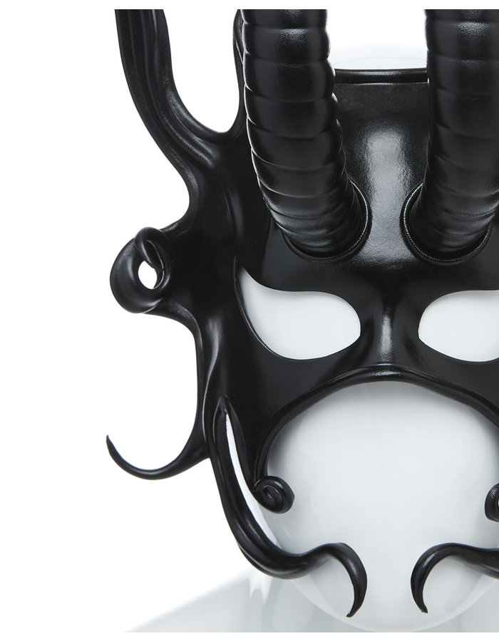 CECILIO LEATHER DESIGNS BIG HORNED MASK W/ FLAME