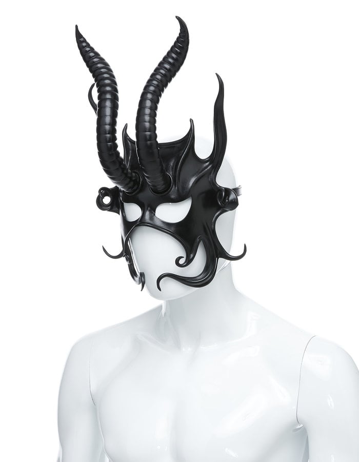 CECILIO LEATHER DESIGNS BIG HORNED MASK W/ FLAME