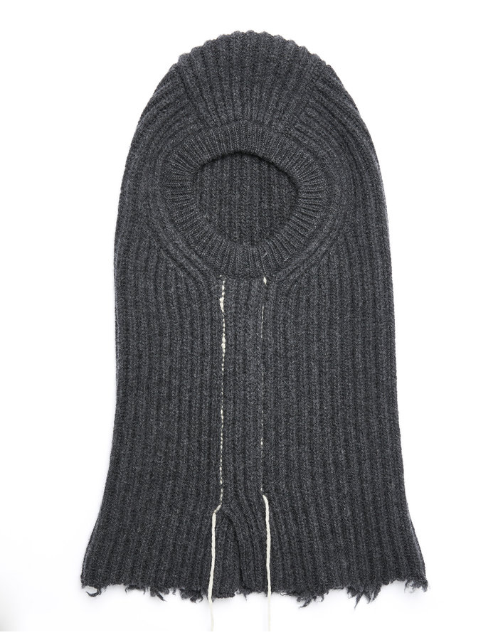 ISABEL BENENATO ECO CASHMERE KNIT DISTRESSED BALACLAVA - GRAPHITE