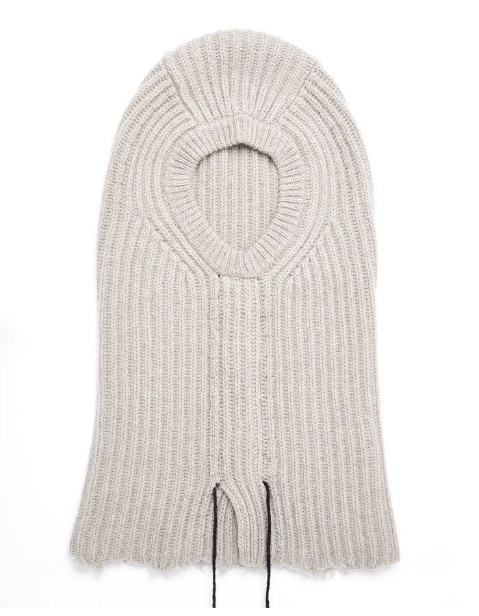 ISABEL BENENATO ECO CASHMERE KNIT DISTRESSED BALACLAVA - POMICE