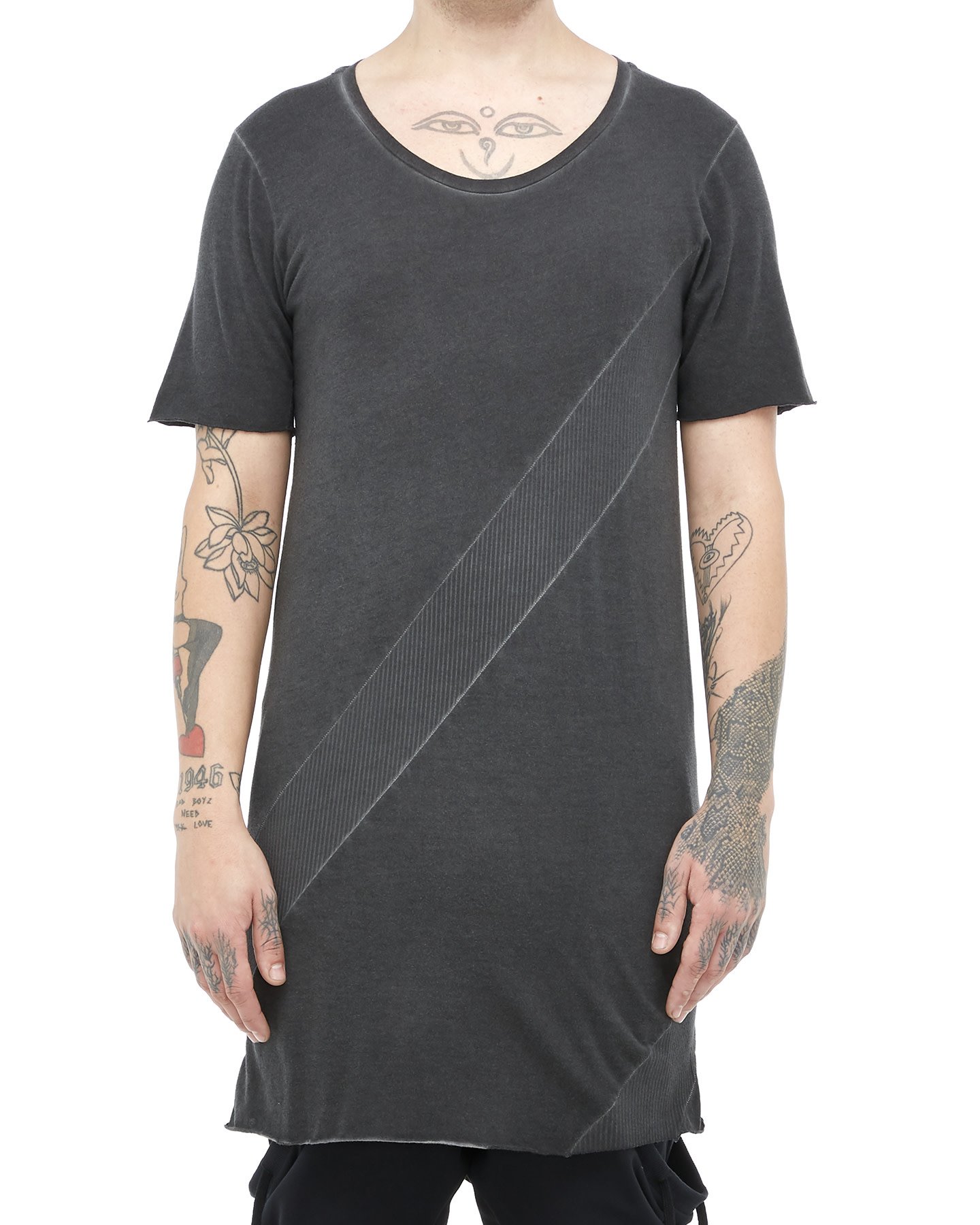 SPIRAL RIB PANEL T-SHIRT 37 - ANTHRACITE