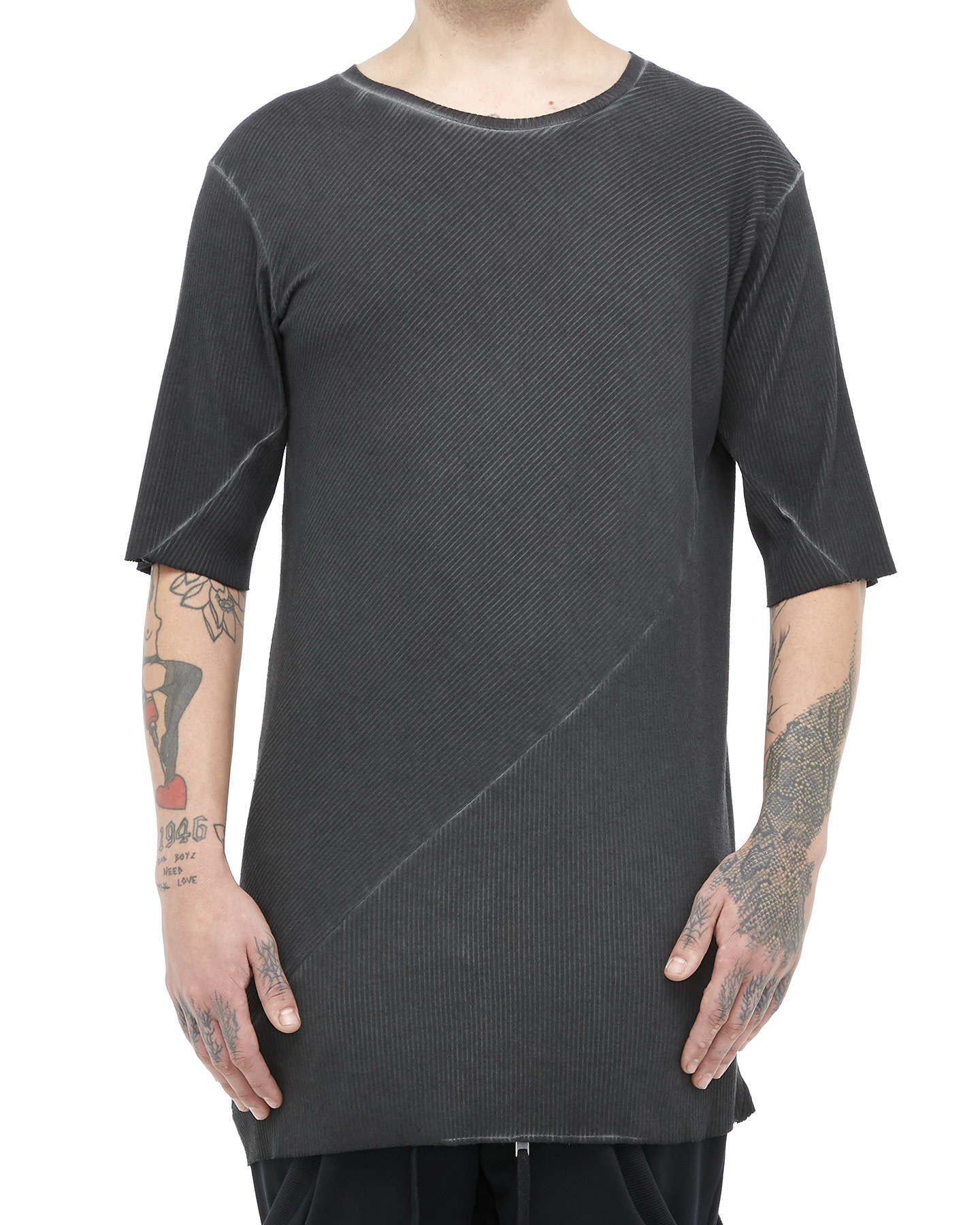 RIBBED T-SHIRT 33 - ANTHRACITE