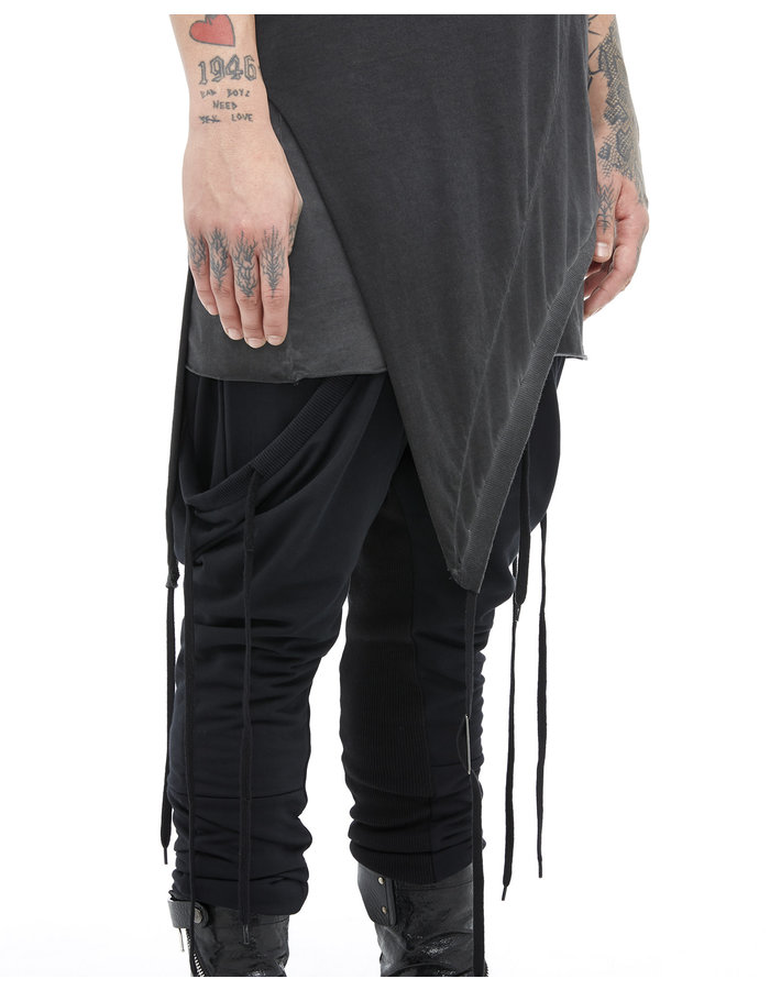 ARMY OF ME DOUBLE LAYERED ASYMMETRICAL T-SHIRT 36 - ANTHRACITE