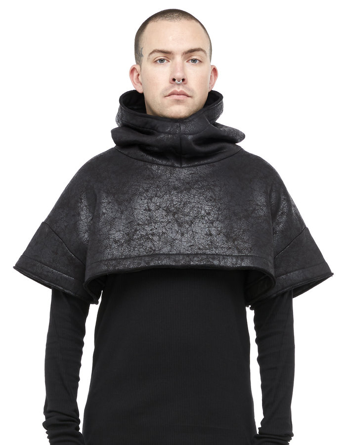 DAVIDS ROAD LEATHER EFFECT HOODED CROP TOP