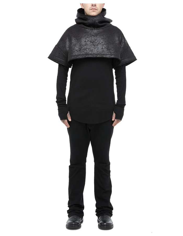 DAVIDS ROAD LEATHER EFFECT HOODED CROP TOP