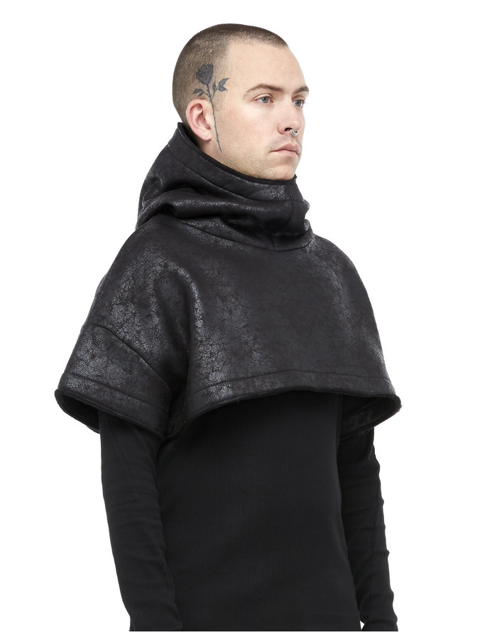 DAVIDS ROAD LEATHER EFFECT HOODED CROP TOP