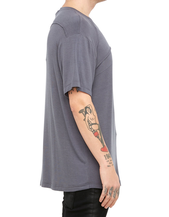 LA HAINE INSIDE US STRETCH VISCOSE SEAM DETAIL OVERSIZE TEE - GREY