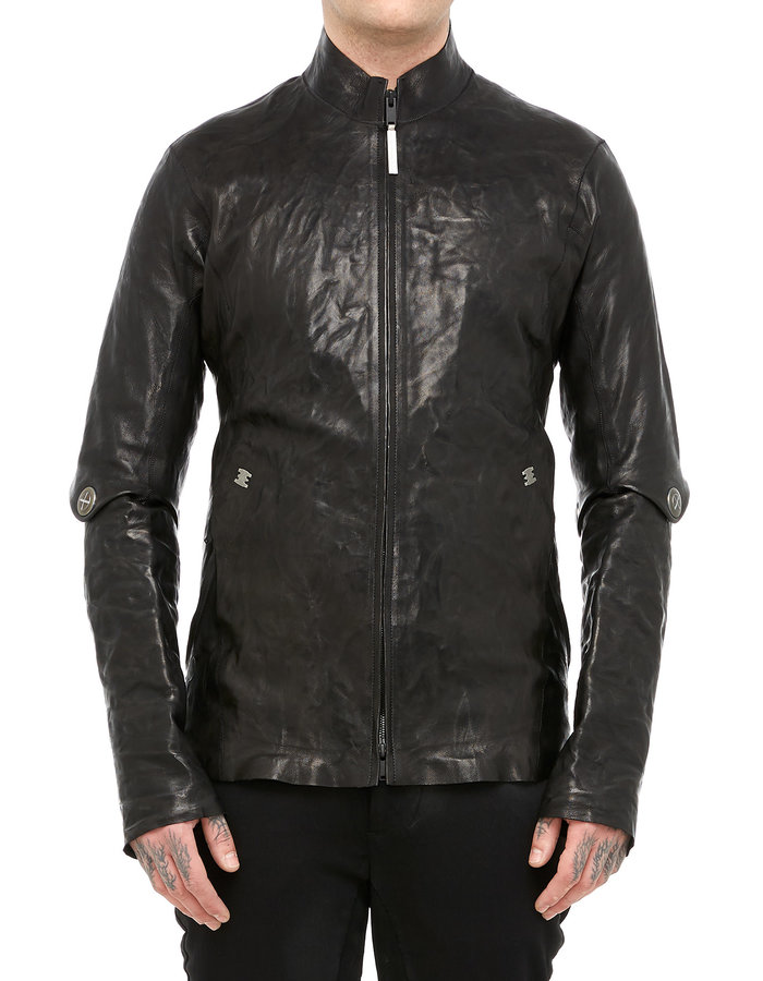 ISAAC SELLAM EXPERIENCE CANONIQUE HAMMERED LAMBSKIN MOCKNECK JACKET